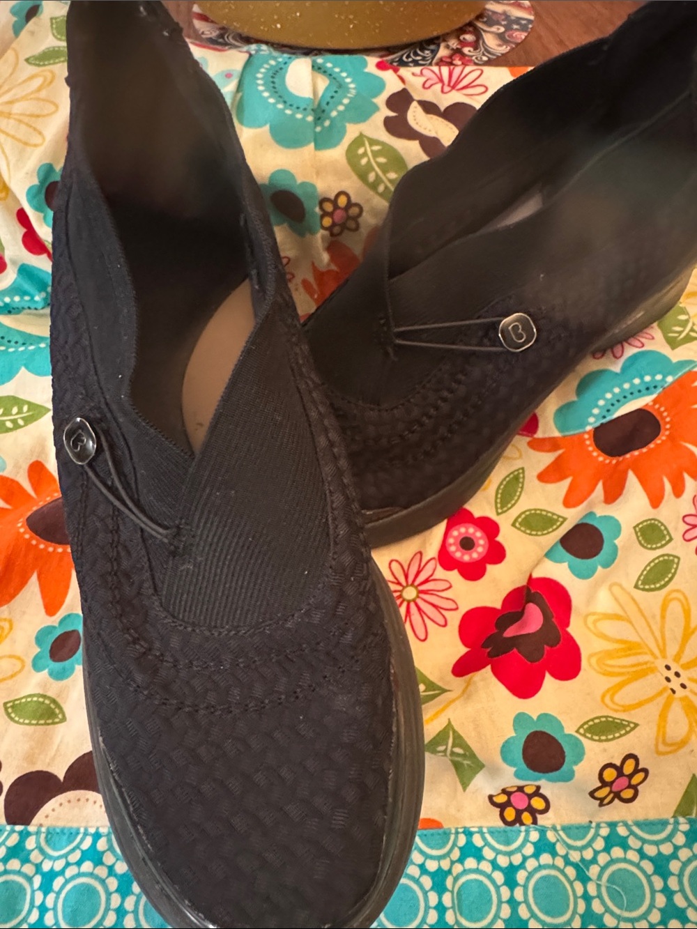 Bzees Black Slip-On Woven Comfort Shoe